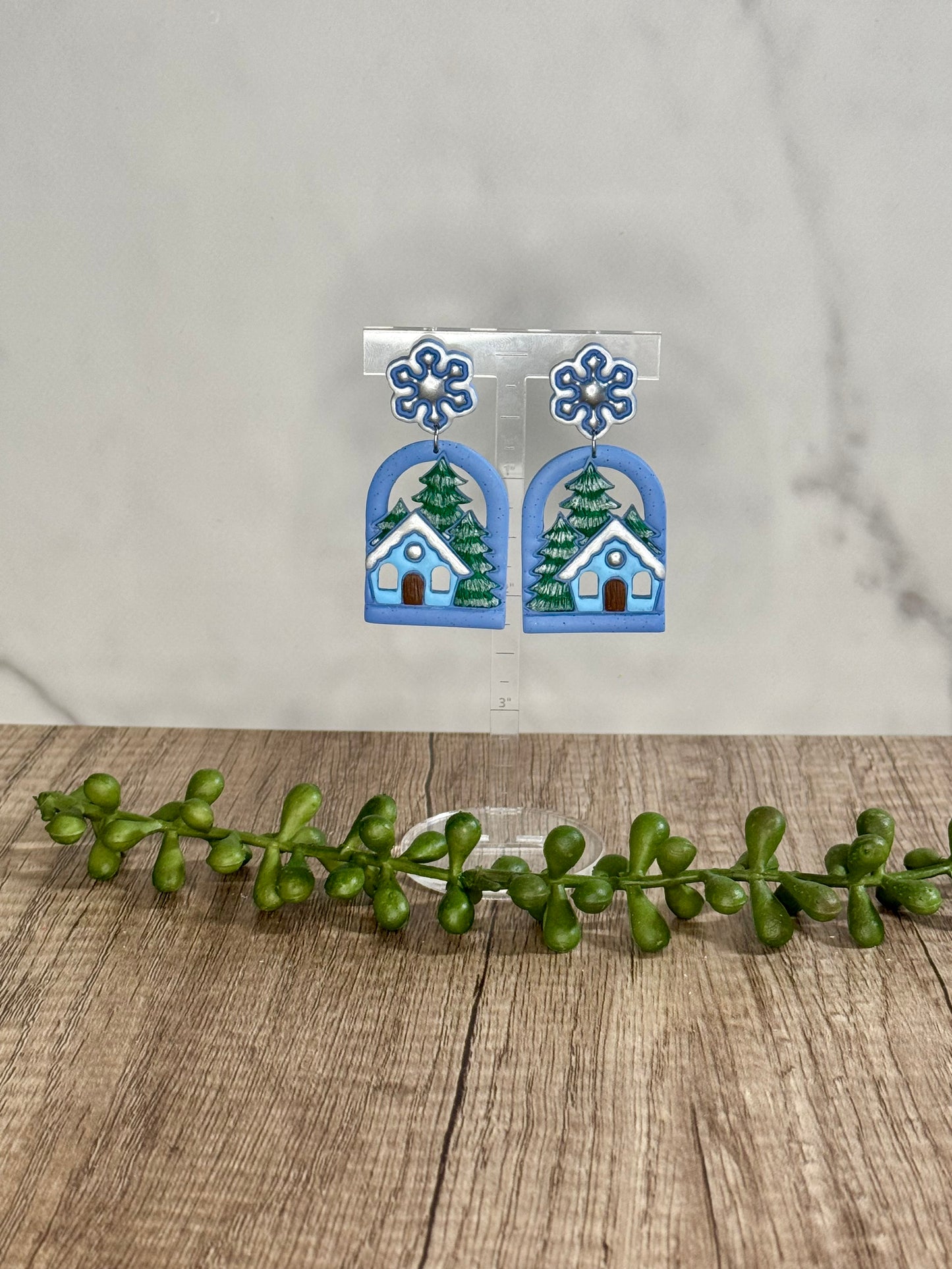 Winter Scene stud earring