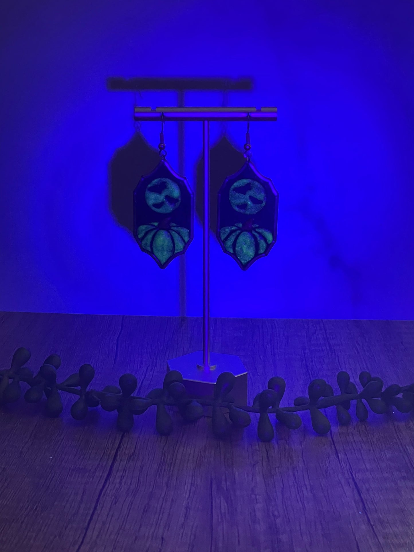 Ghostly Halloween scene dangle earrings
