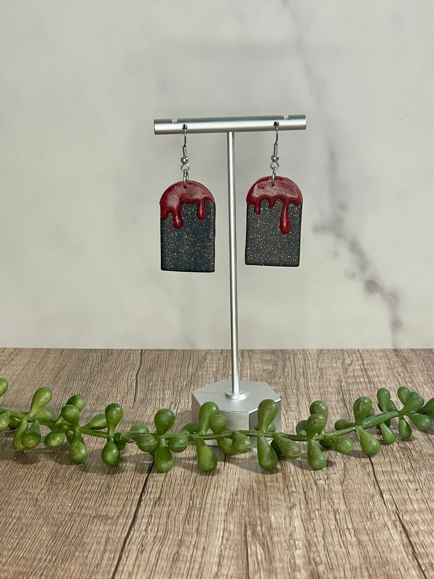 Blood drip dangle earrings