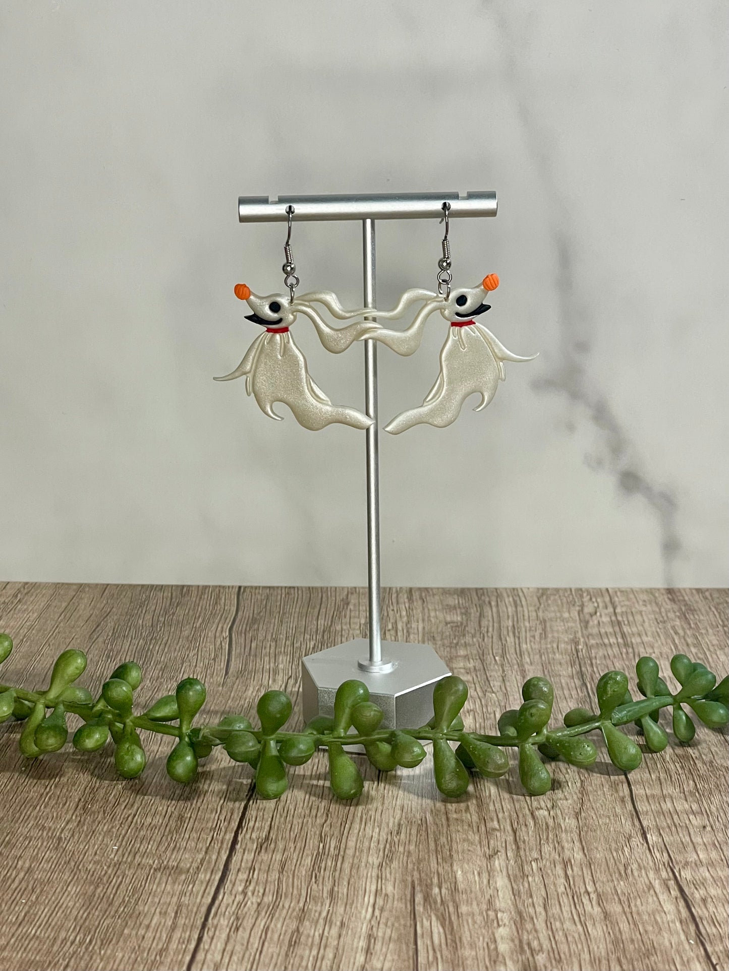 Ghost dog dangle earrings