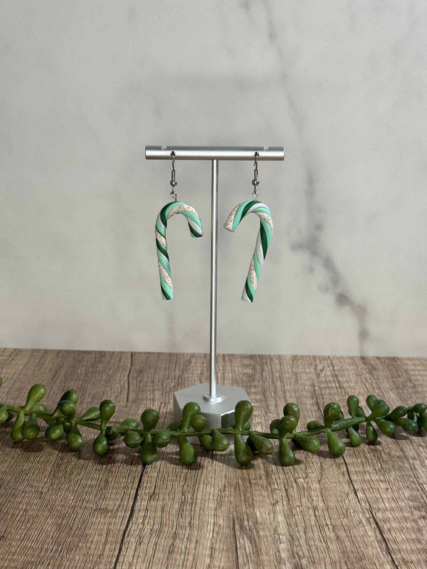 Sculpted Candy Cane dangle earrings