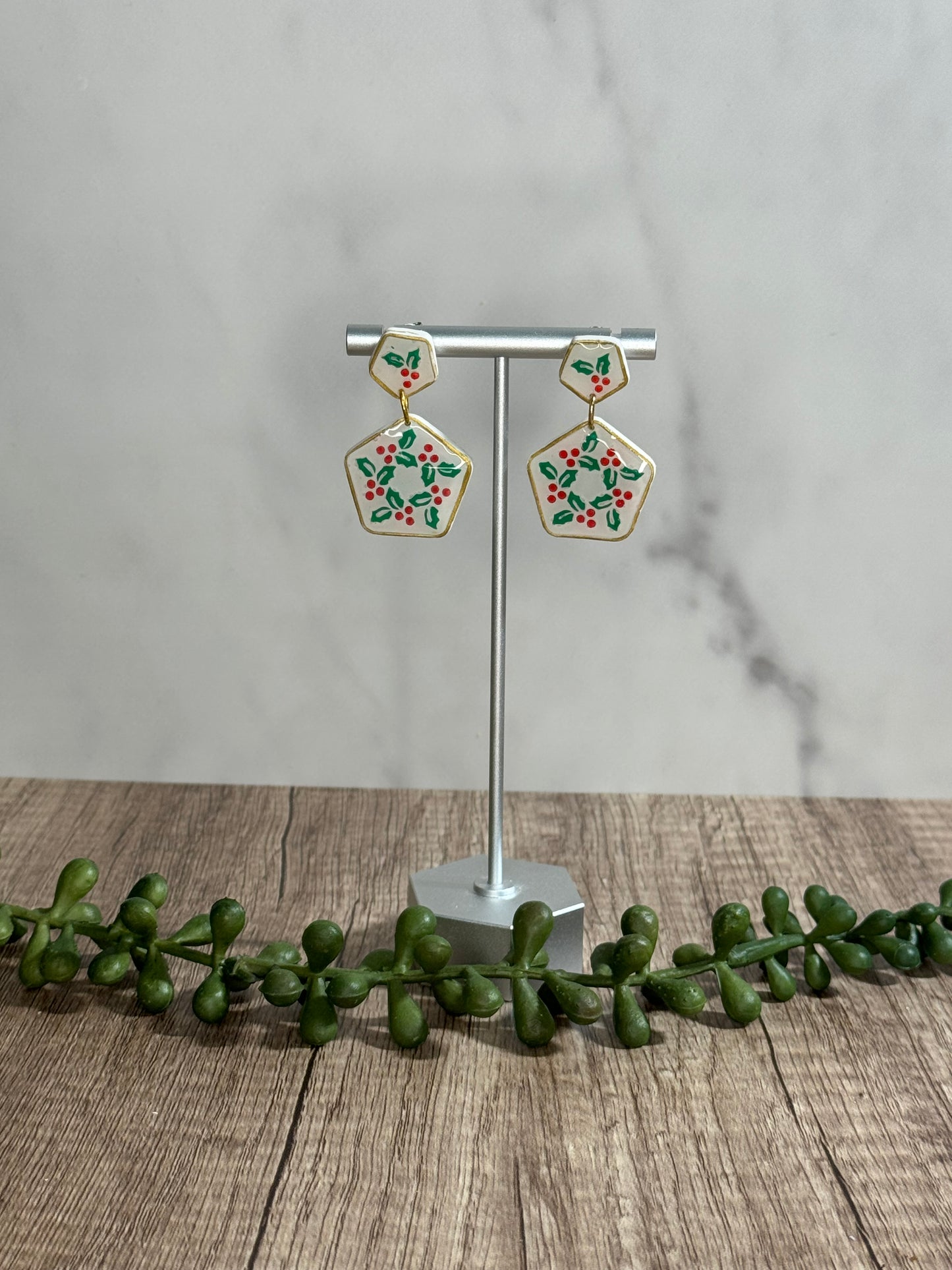 Traditional Christmas Holly earrings
