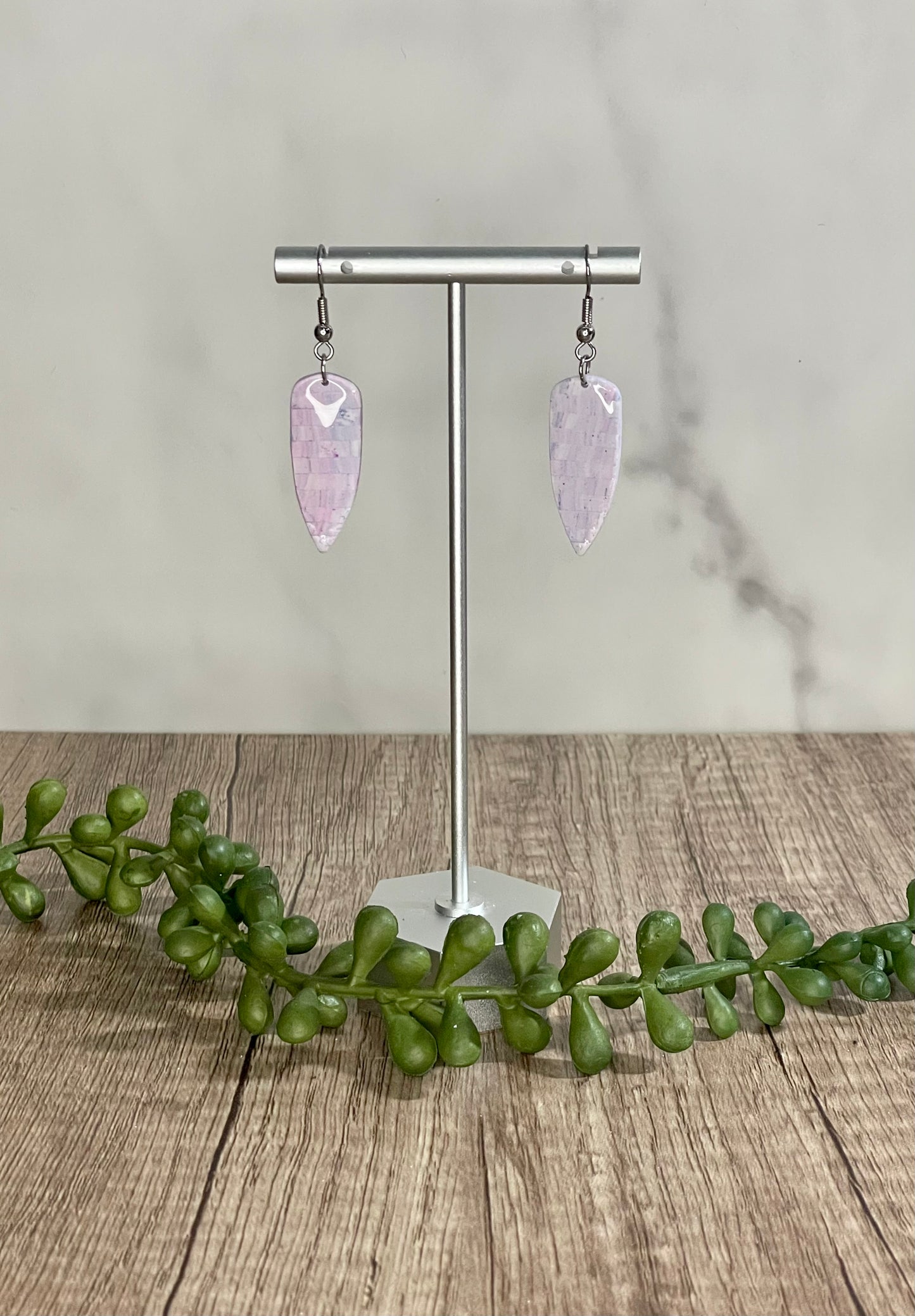 Faux quilted pastel dagger earrings