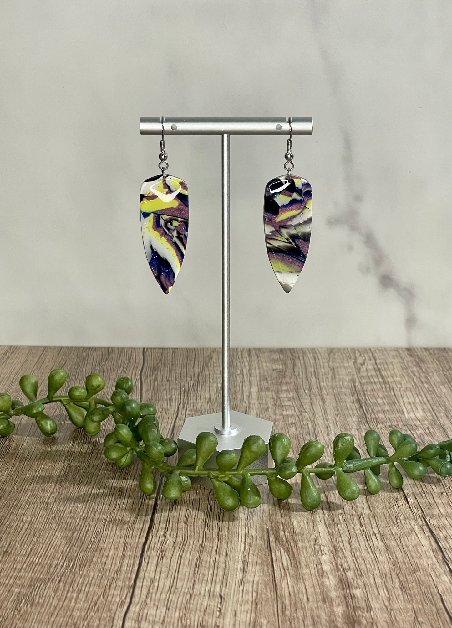 Vibrant mokume gane earrings