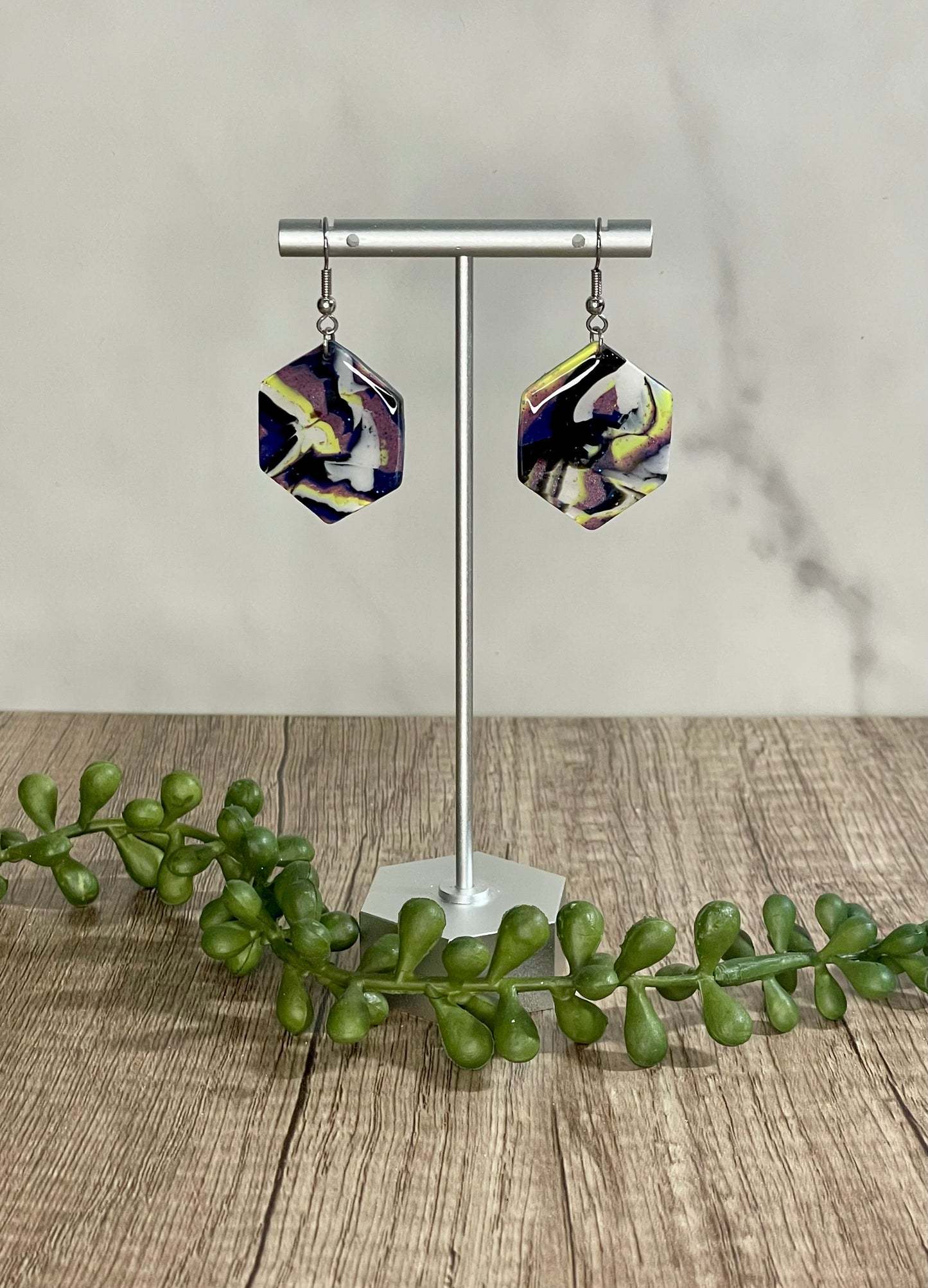 Vibrant mokume gane earrings