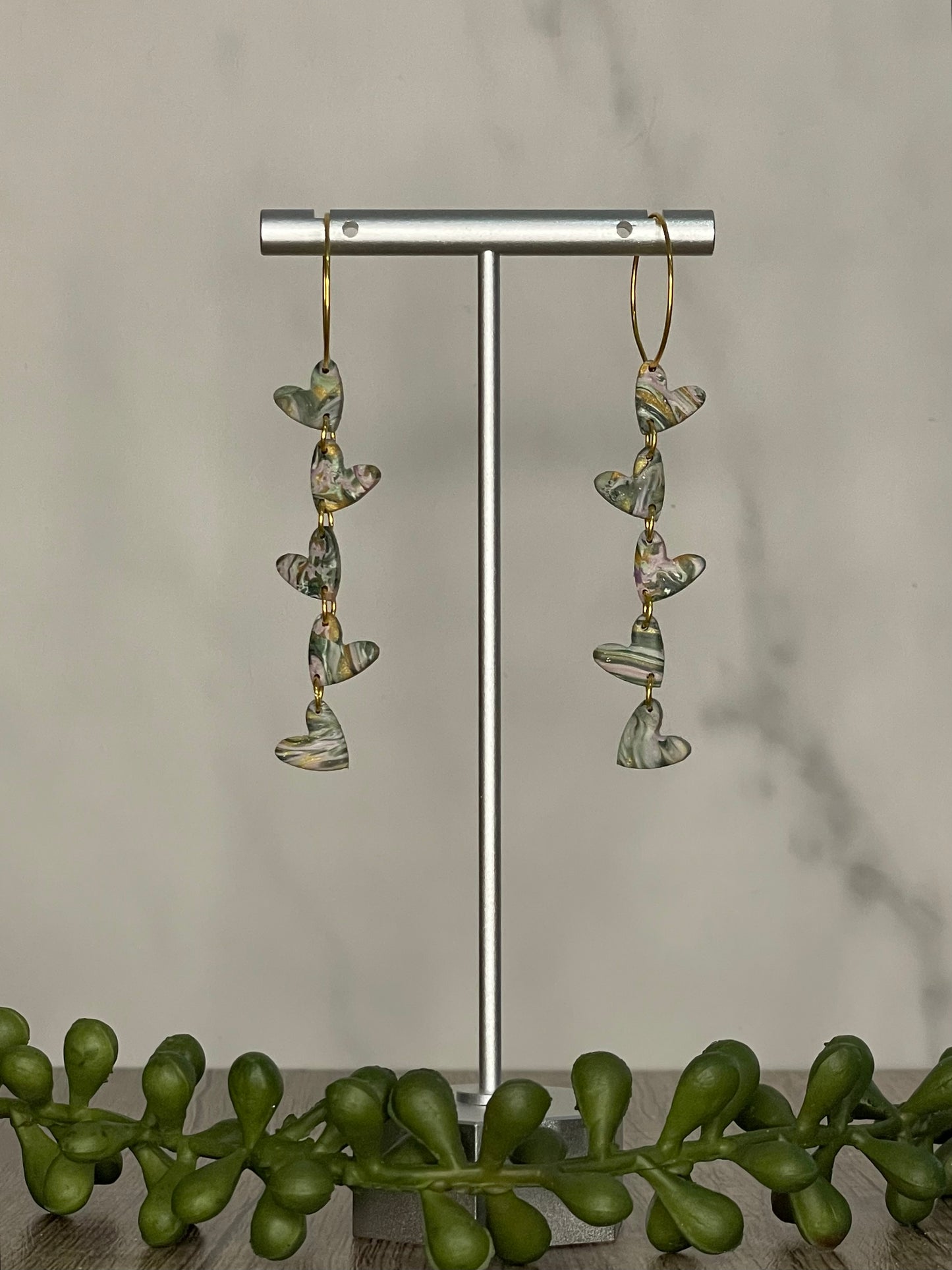 Tiny swirled heart hoop earrings