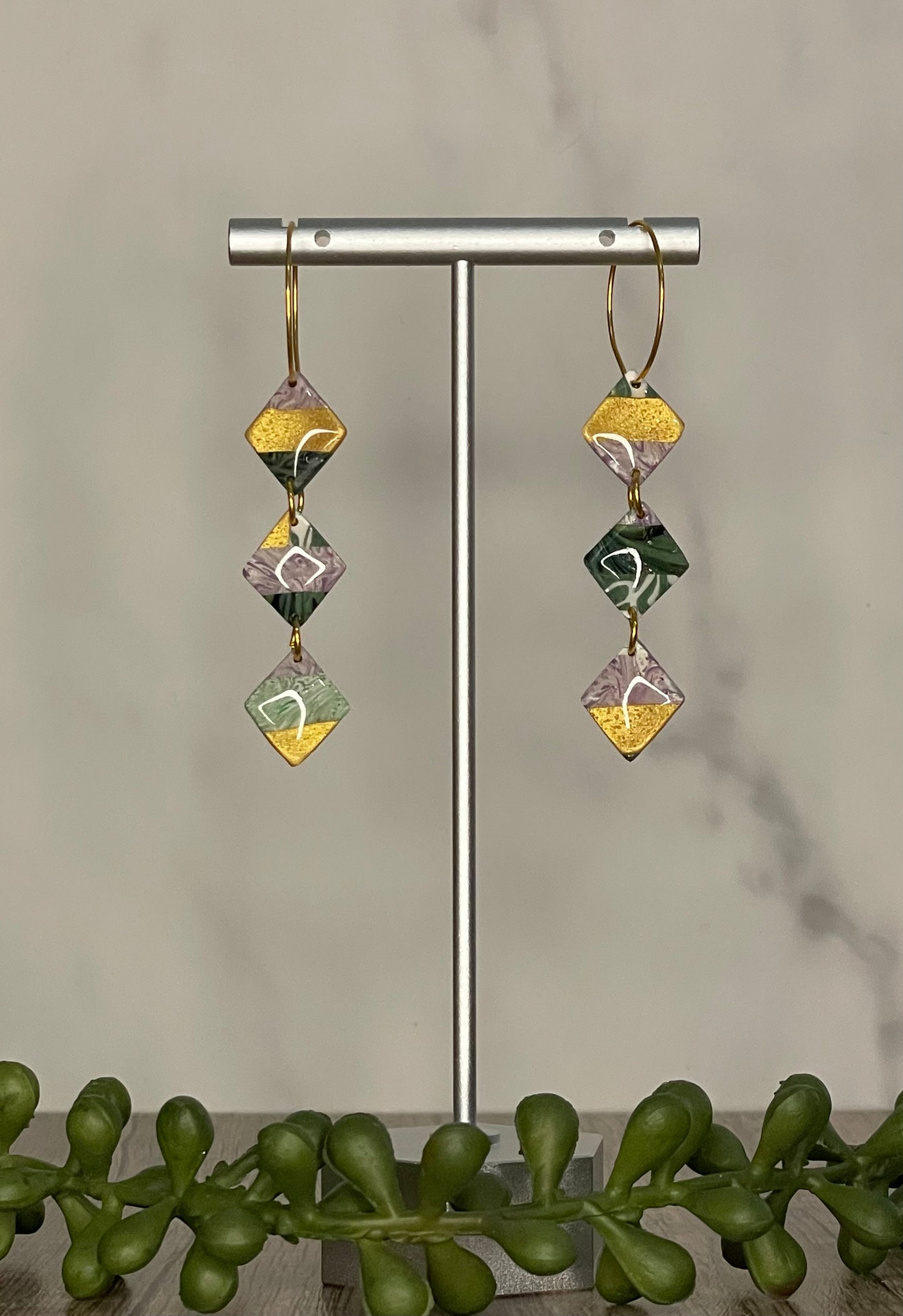 Marbled tile earrings