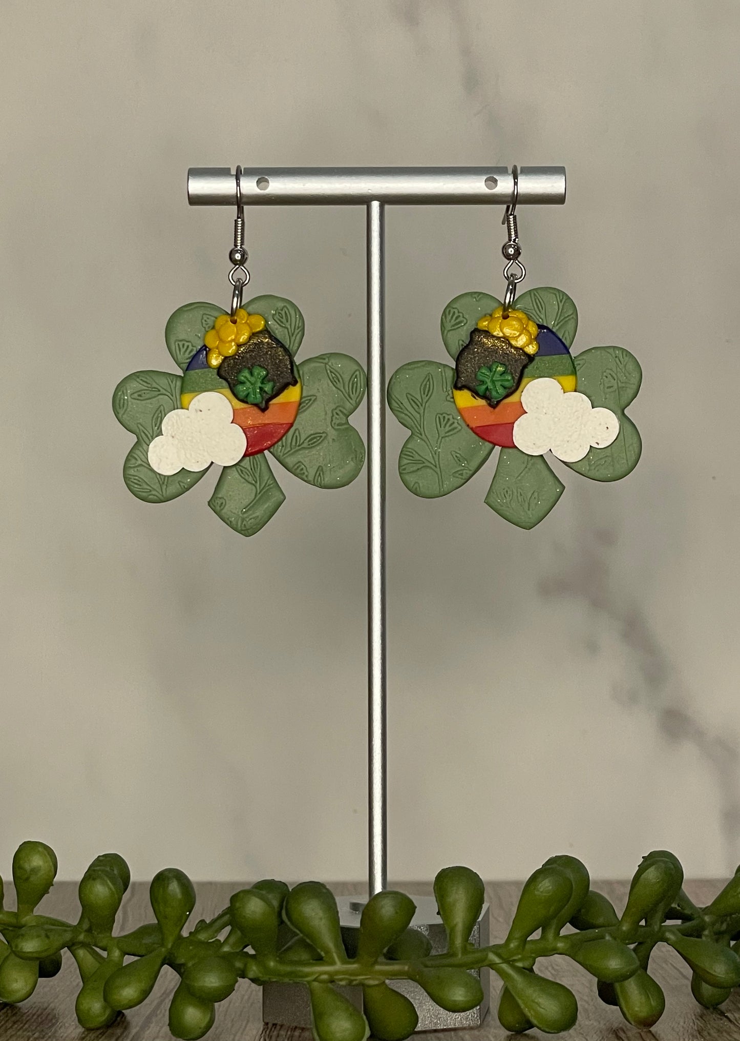 St. Patrick's lucky dangle earrings