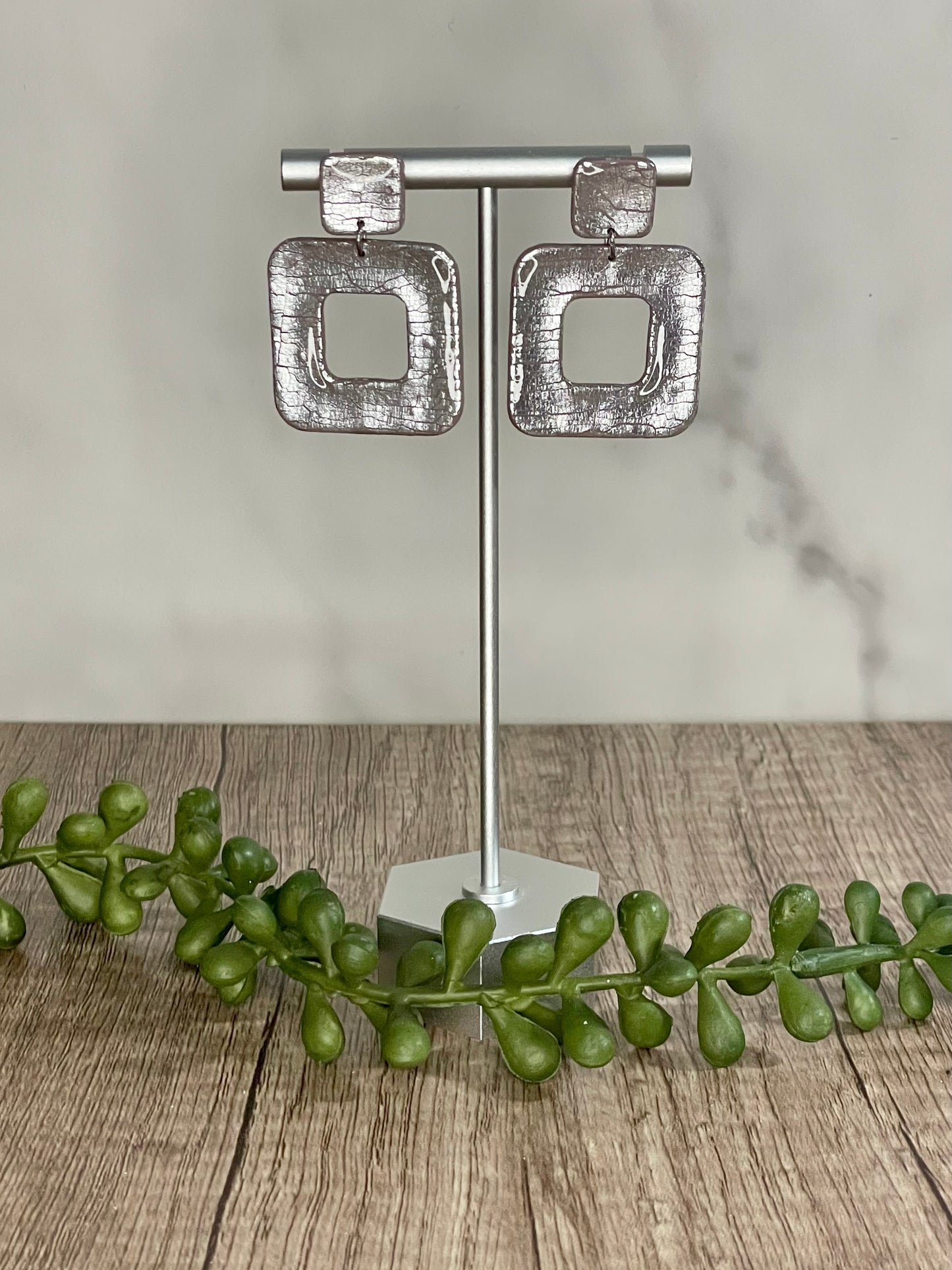 Silver foiled earrings