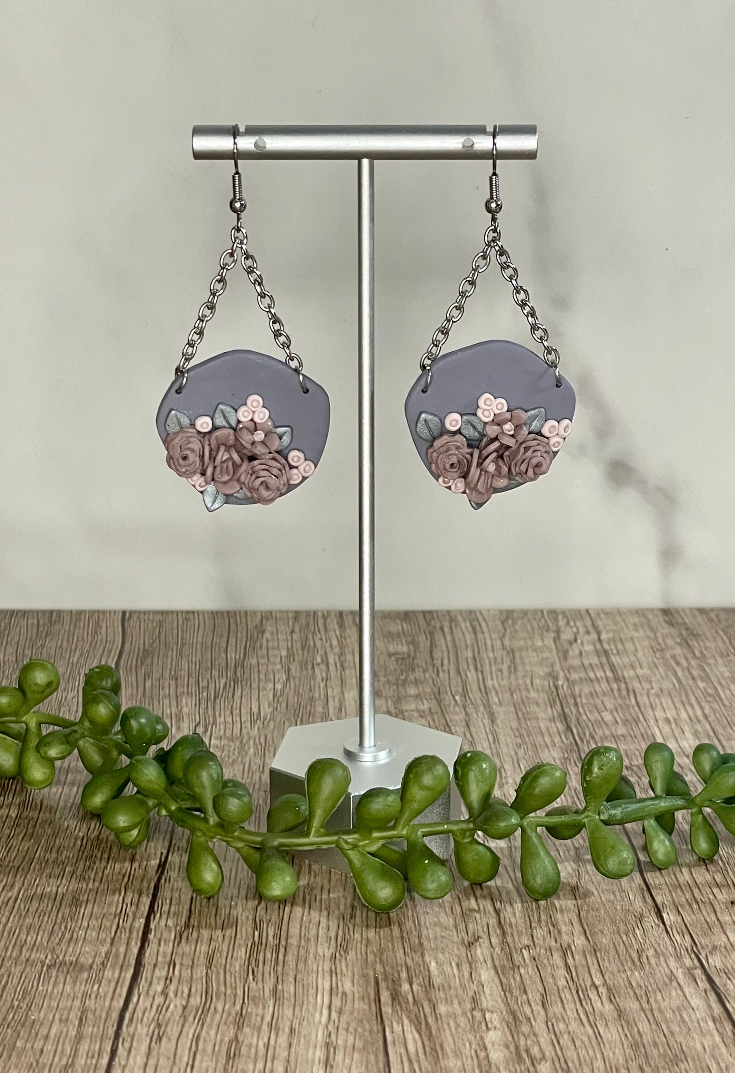 Purple Spring floral earrings