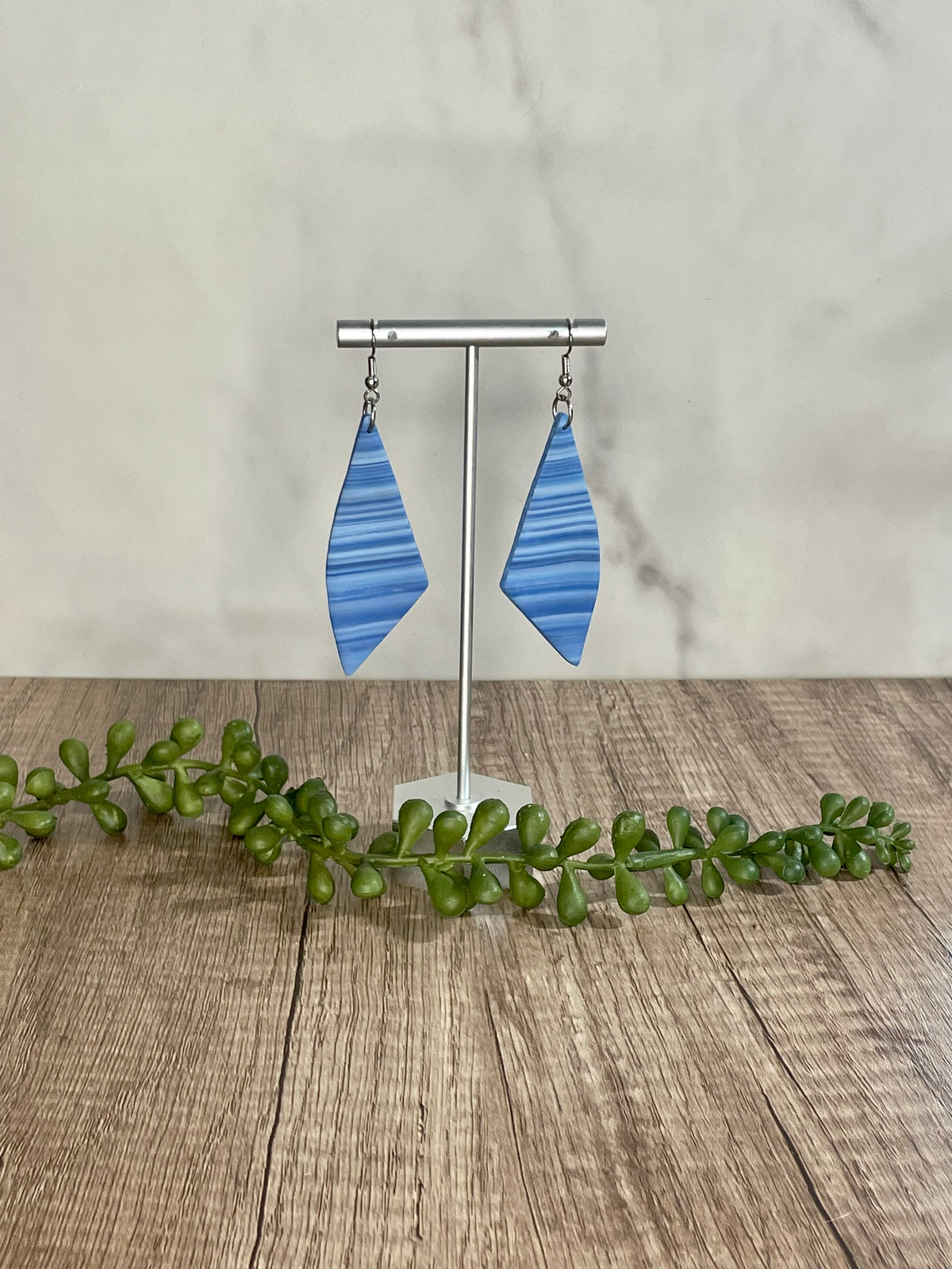Blue striped earrings