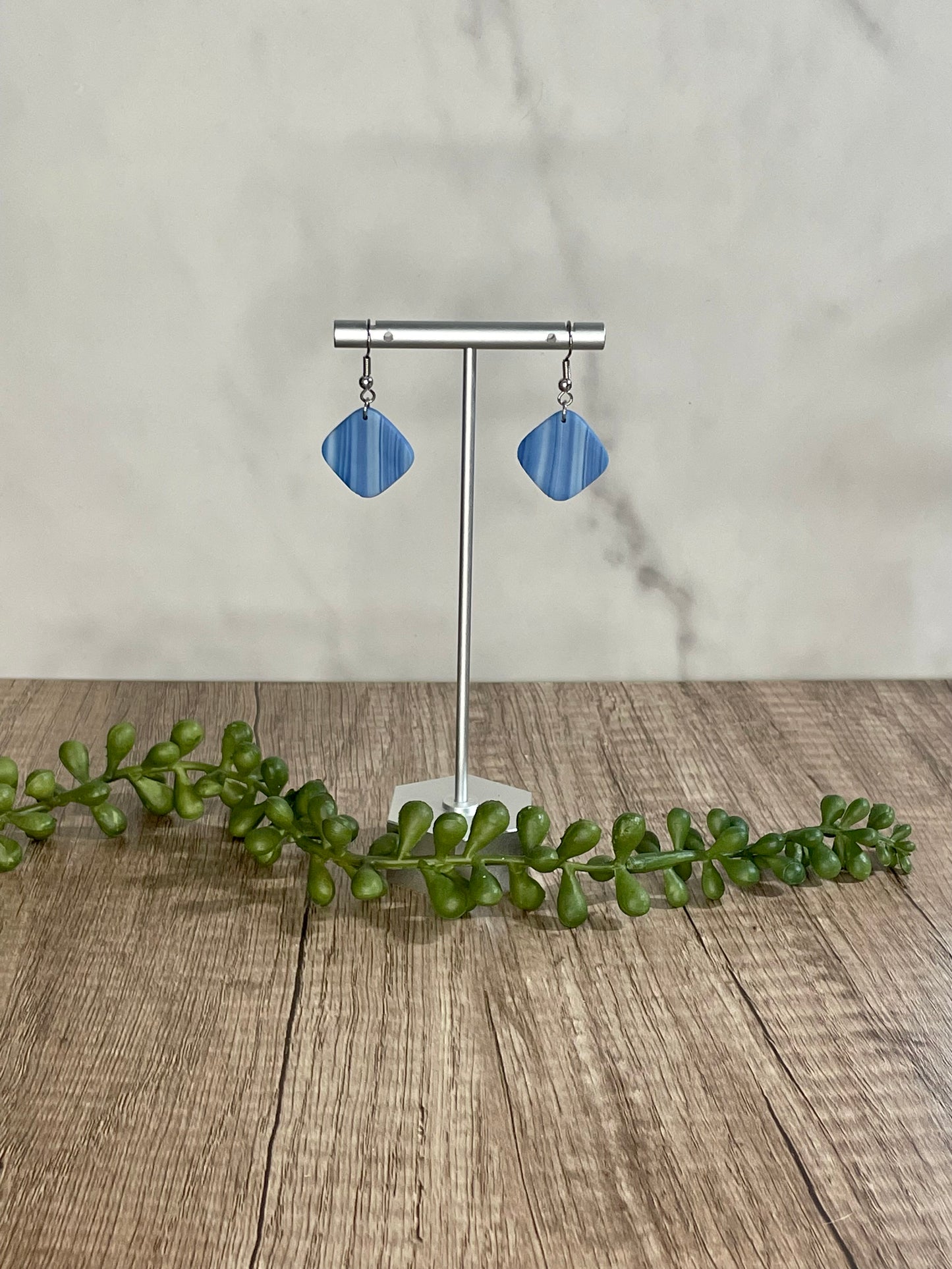 Blue striped earrings