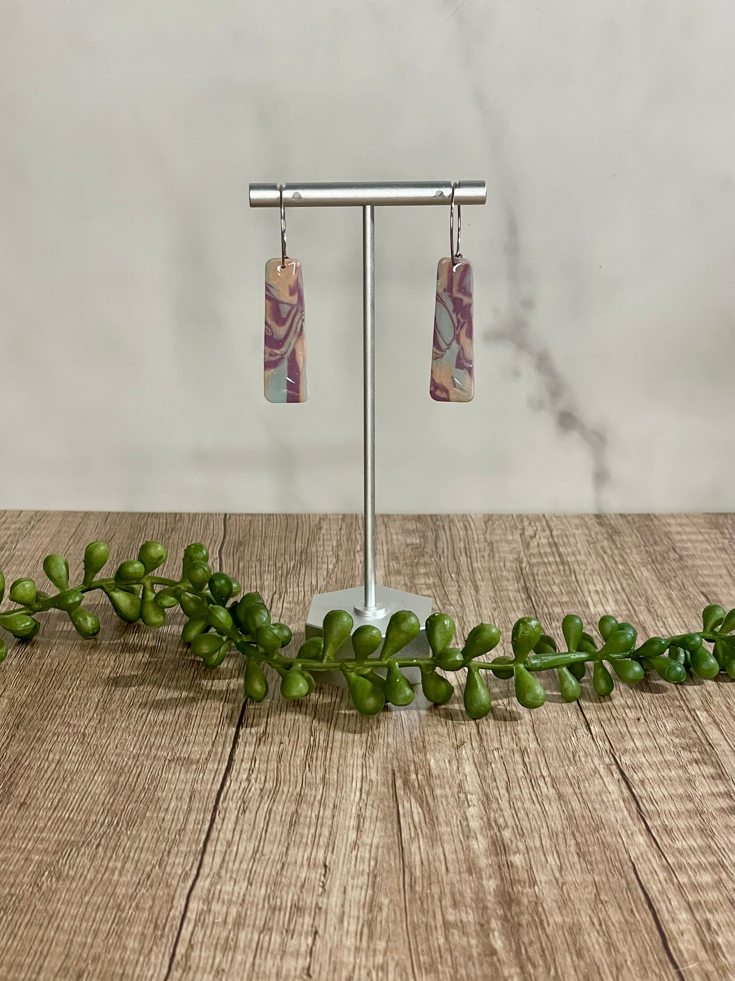 Mokume Gane three color earrings