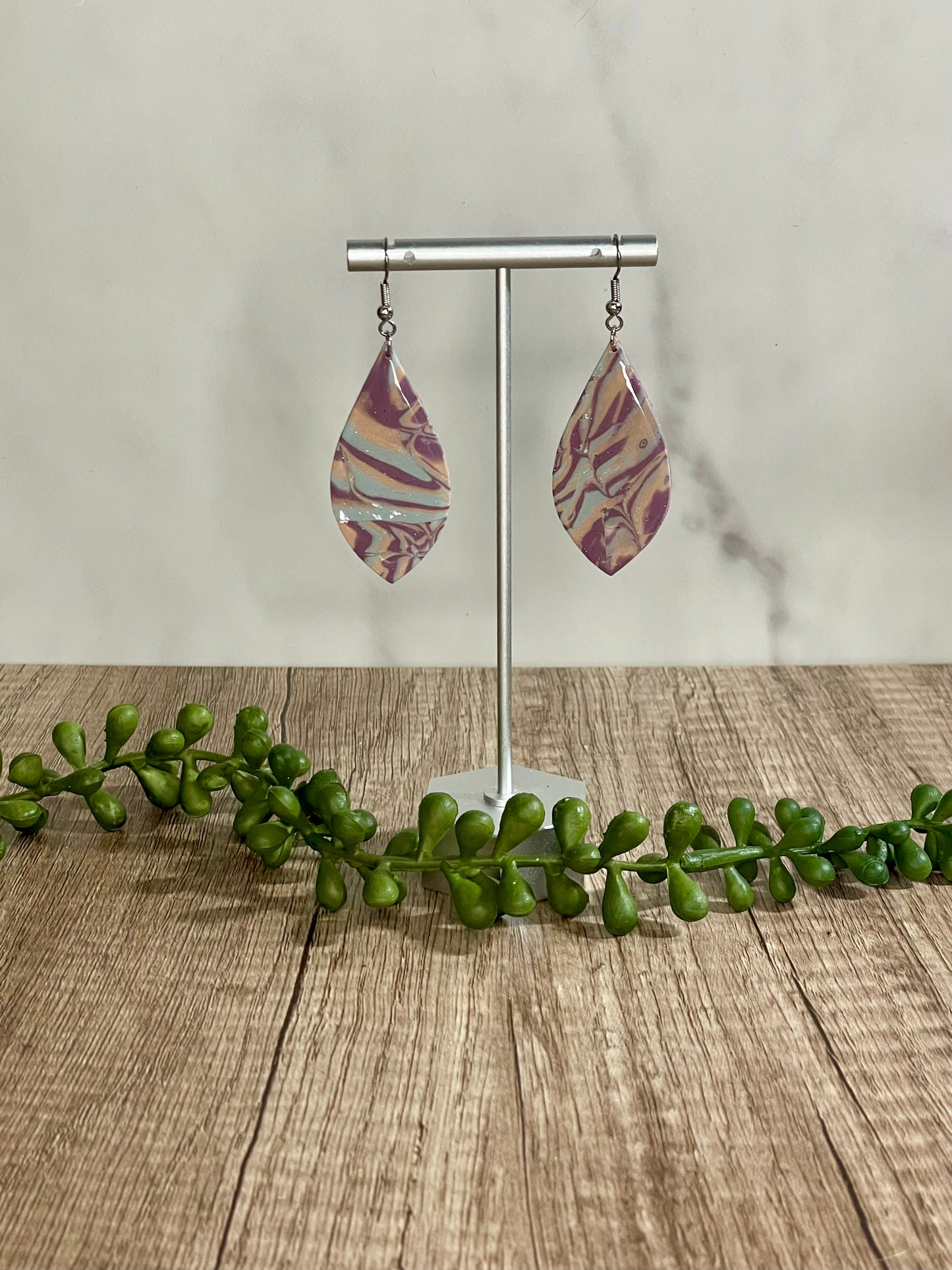 Mokume Gane three color earrings