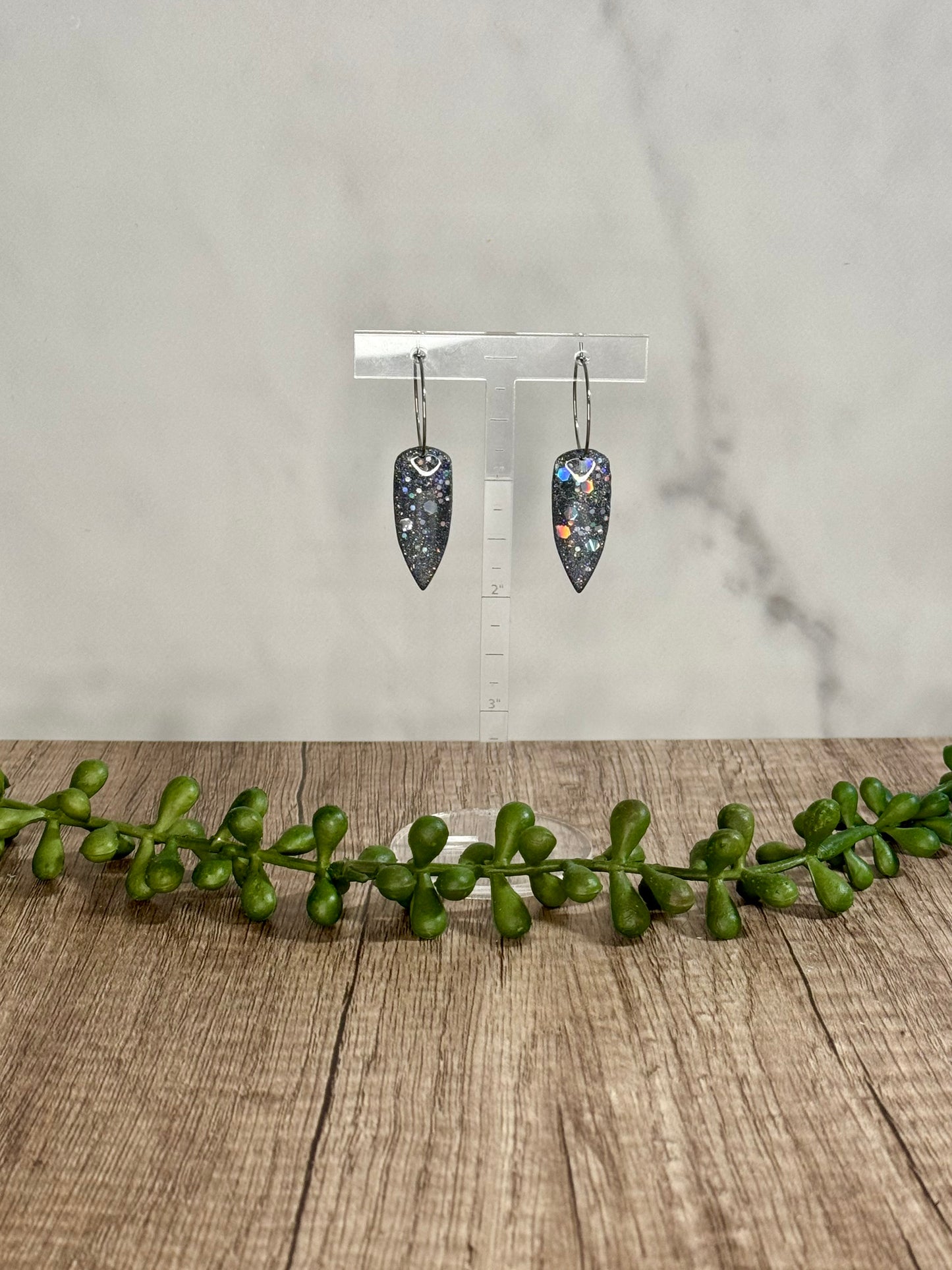 Holographic Dagger hoop earrings