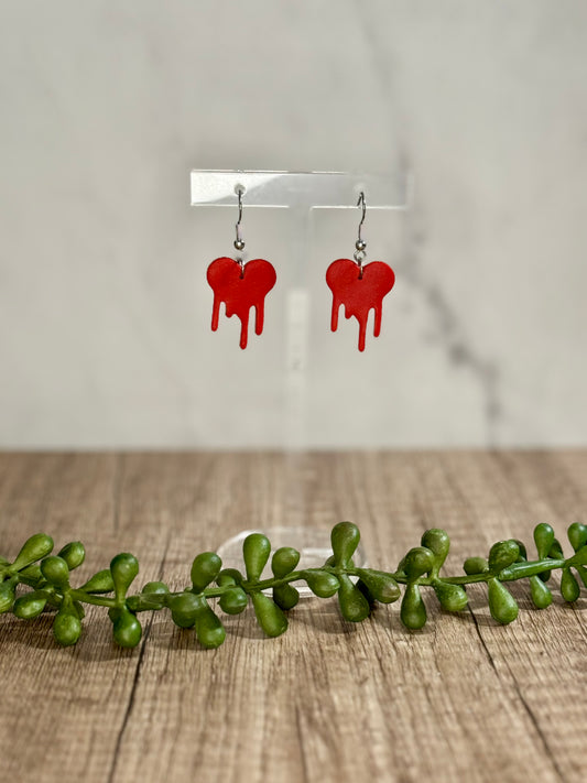 Dripping heart dangle earrings