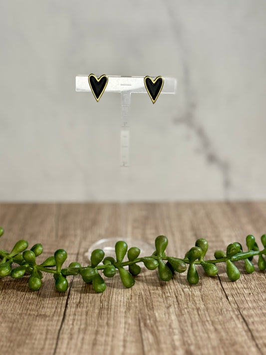 Framed heart stud earrings