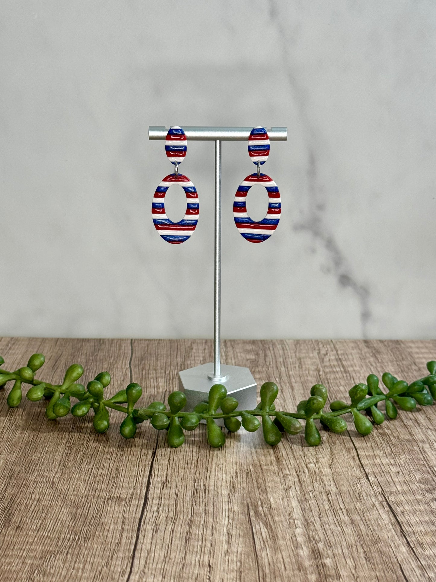 Red, White, and Blue striped earrings