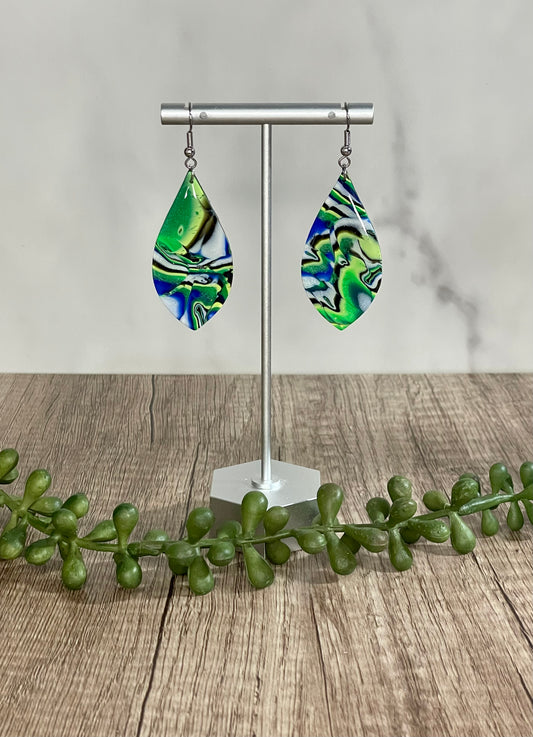 Blue/green Mokume Gane earrings