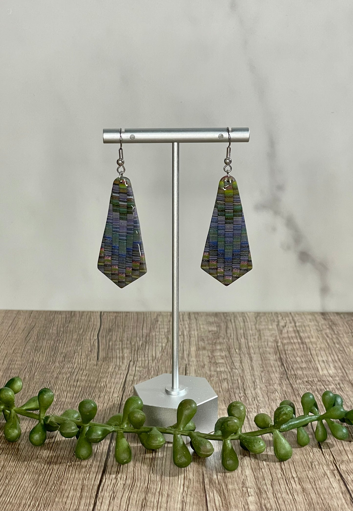 Faux quilted dark shaded earrings