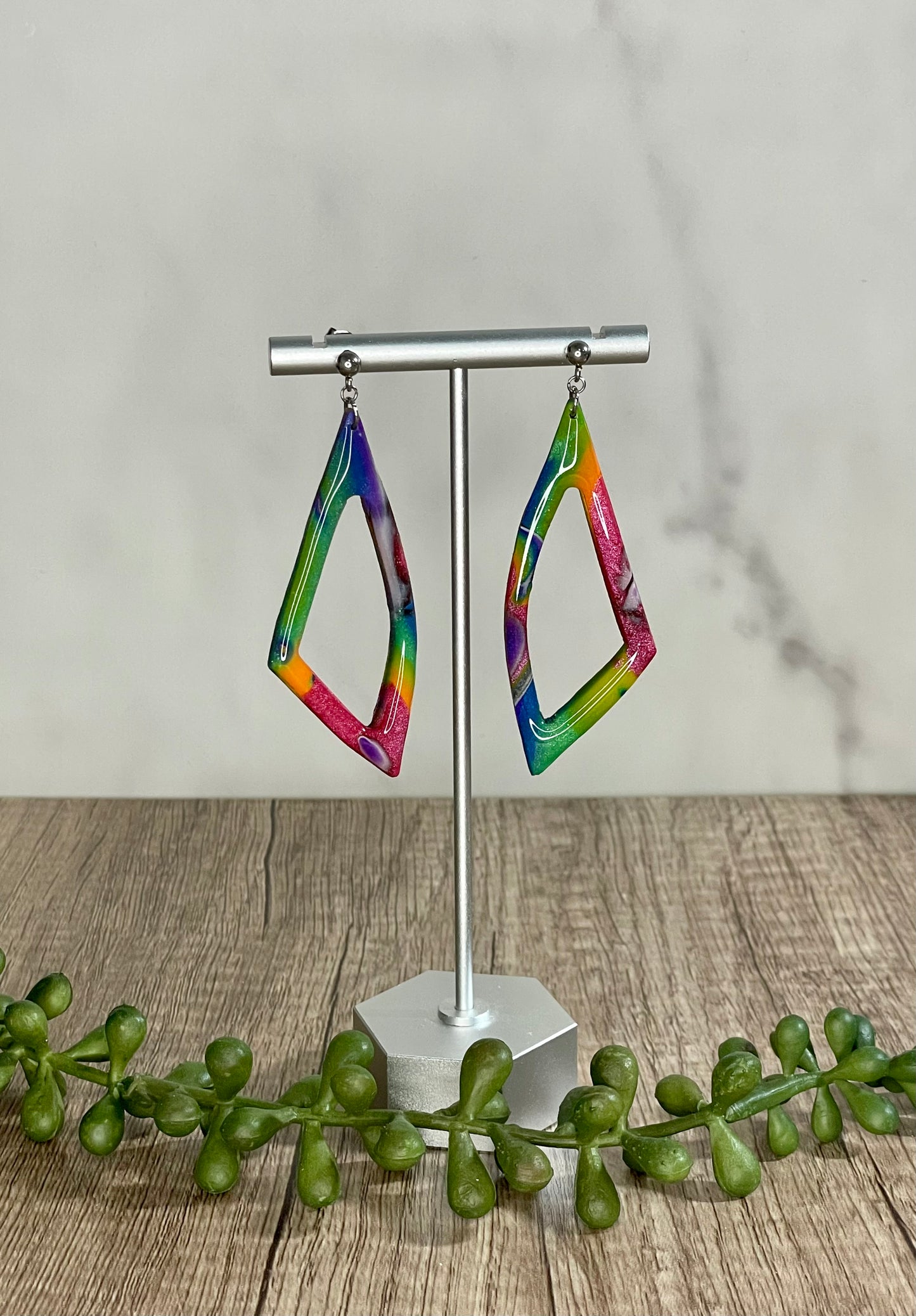 Rainbow Mokume Gane earrings