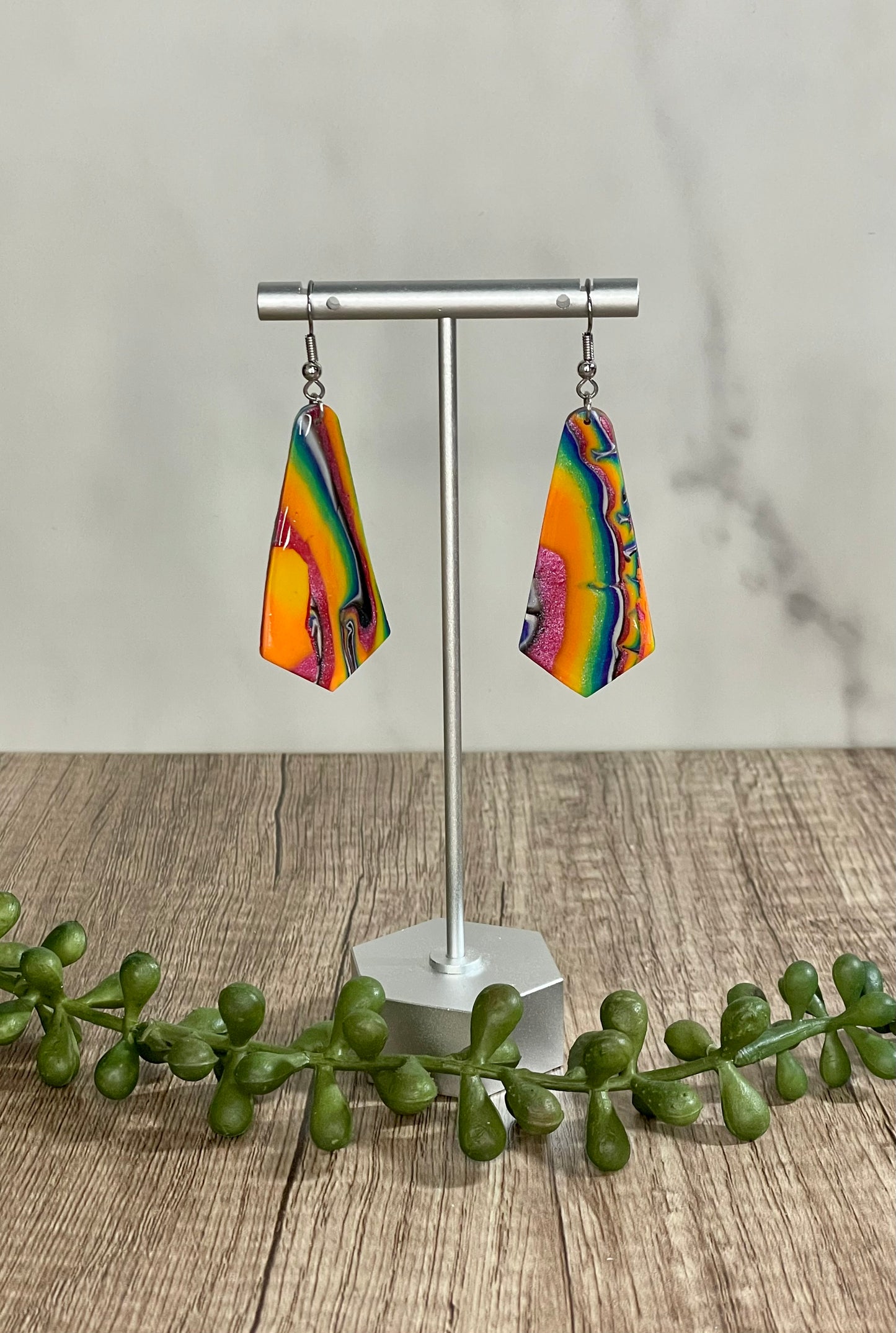 Rainbow Mokume Gane earrings