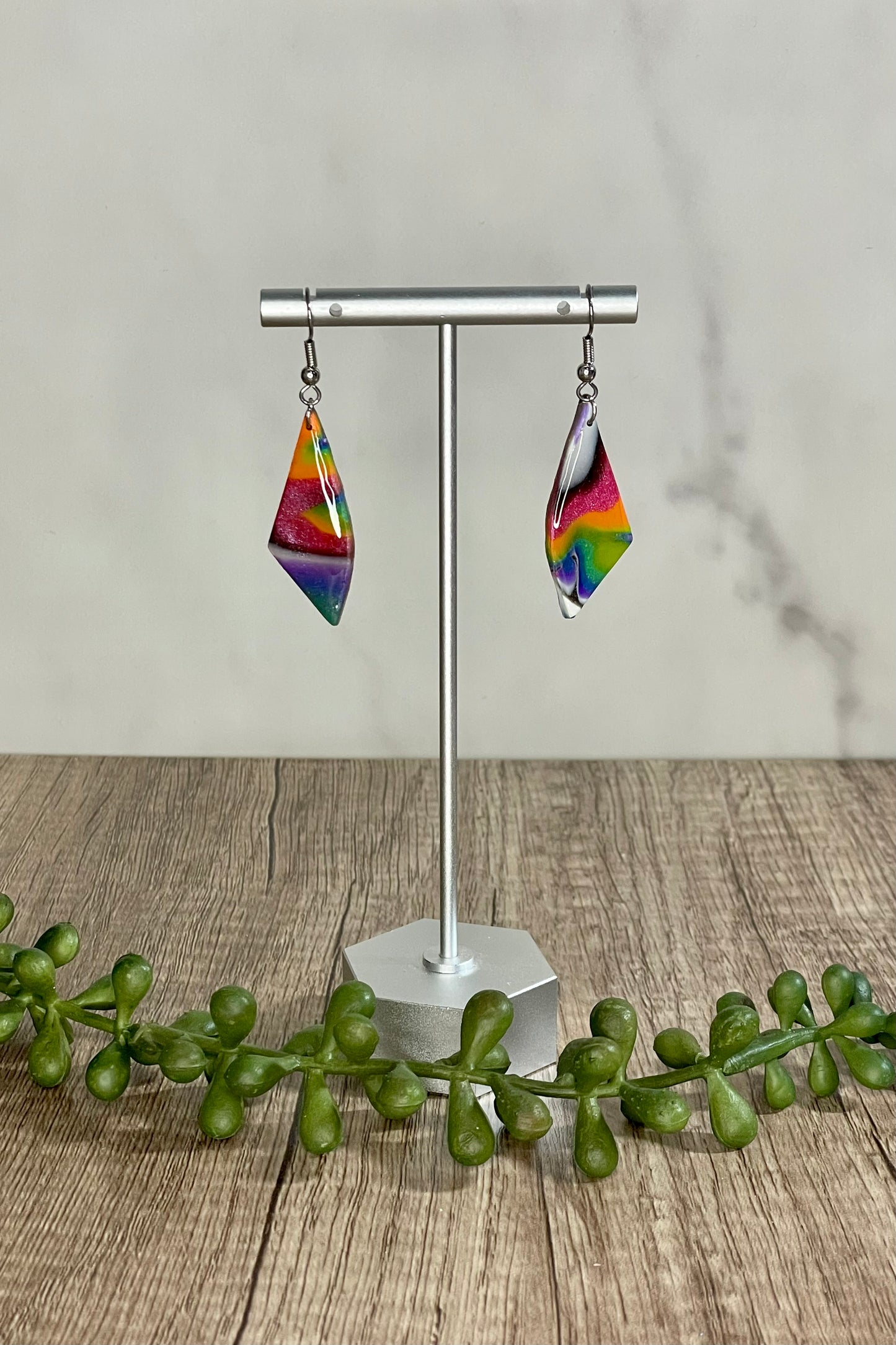 Rainbow Mokume Gane earrings