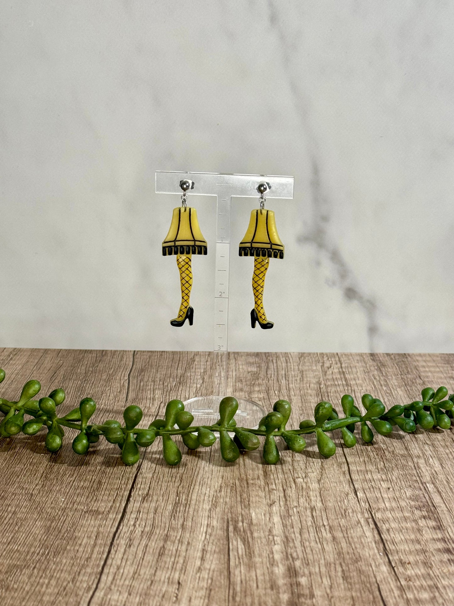 Lamp on heels stud dangle earrings