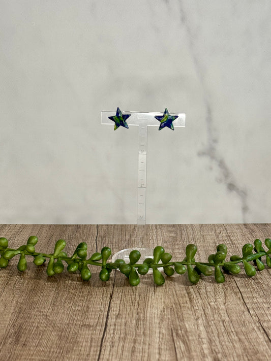 Cool marbled star stud earrings