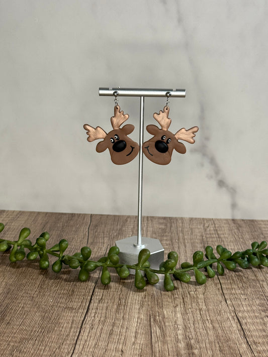 Festive Reindeer stud dangle earrings