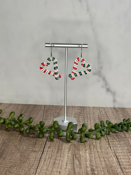 Heart-shaped Candy Cane hoop earrings