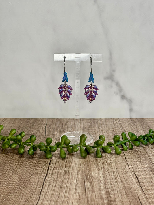 Peacock hoop earrings