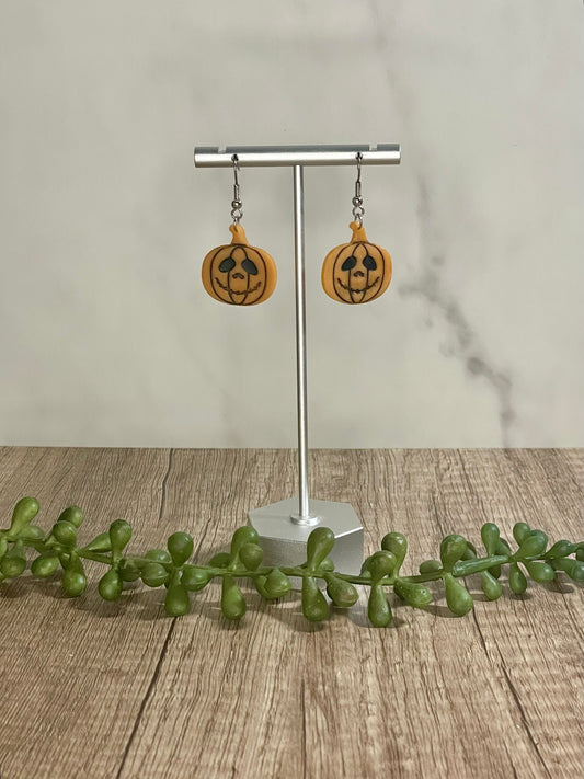 Jack-o-lantern dangle earrings