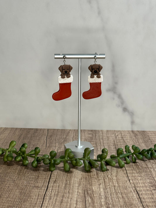 Puppy Stocking Stuffer stud dangle earrings