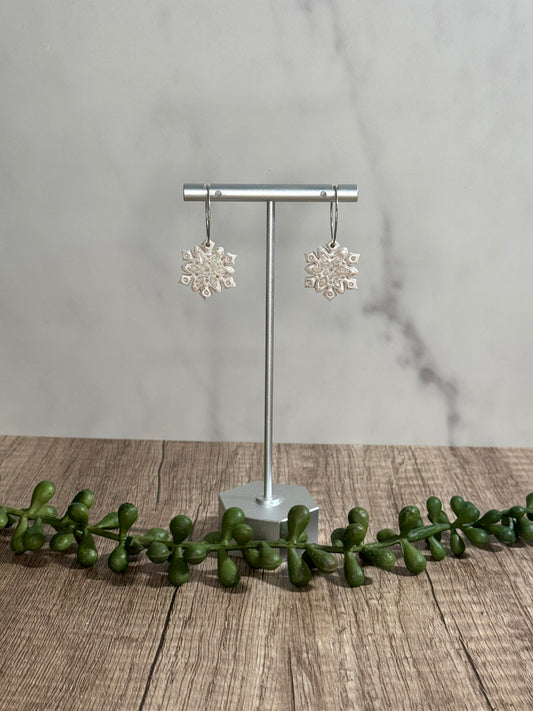 Snowflake hoop earrings