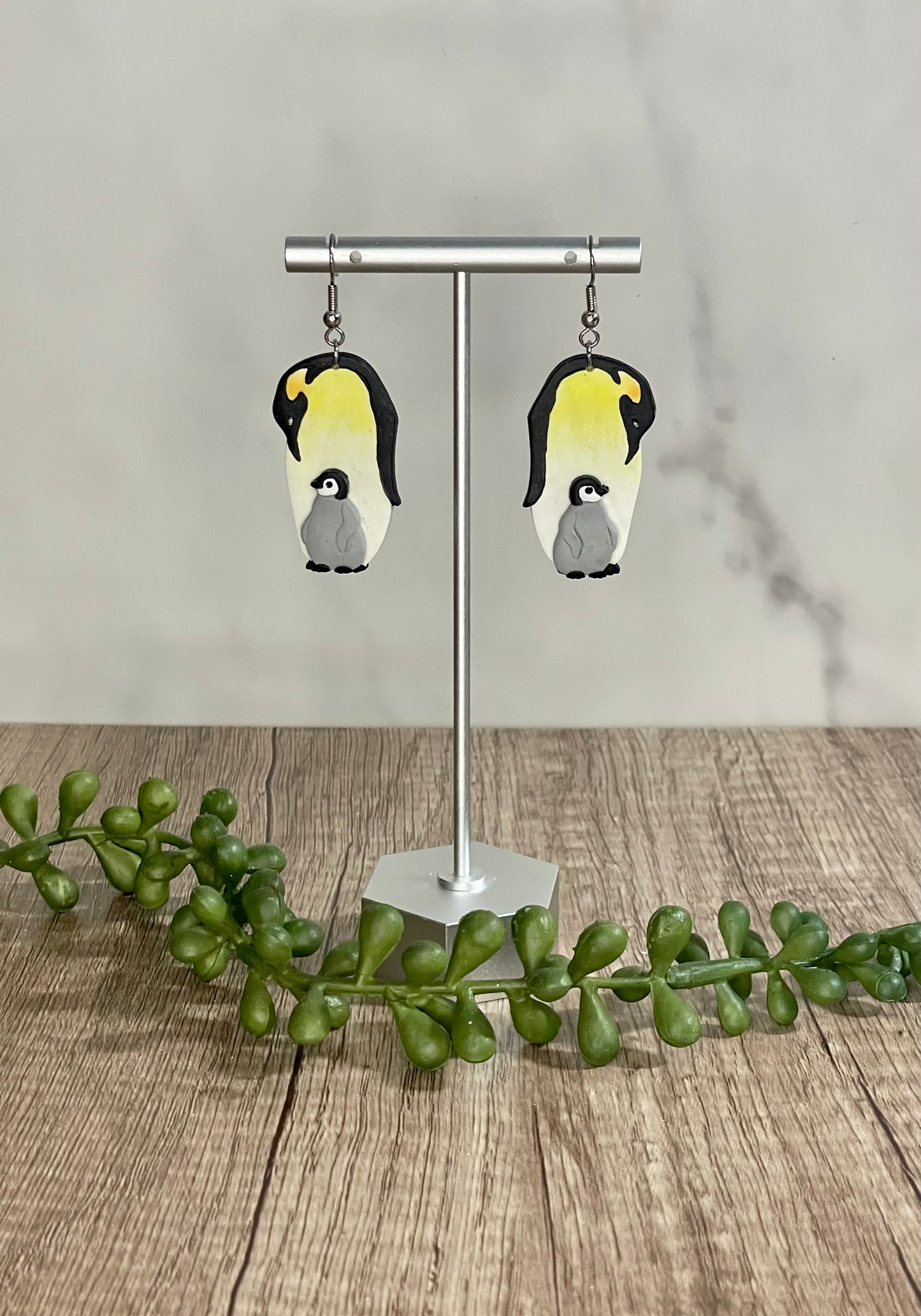 Mom and Baby Penguins dangle earrings